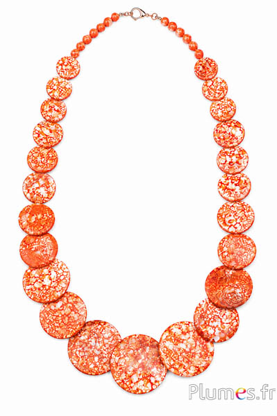 Collana con 33 perle - lunghezza 52 cm - arancione